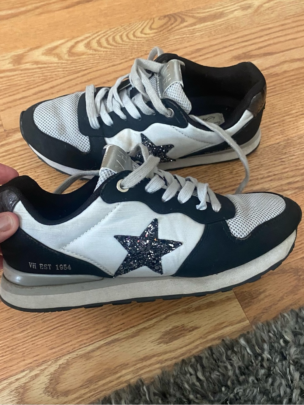 White & Black Star Accent Sneakers
